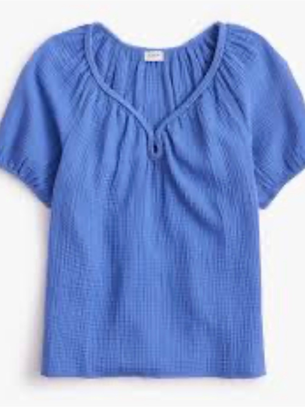 J. Crew Puff-sleeve braided-neckline gauze top - Periwinkle Large orig $79.50